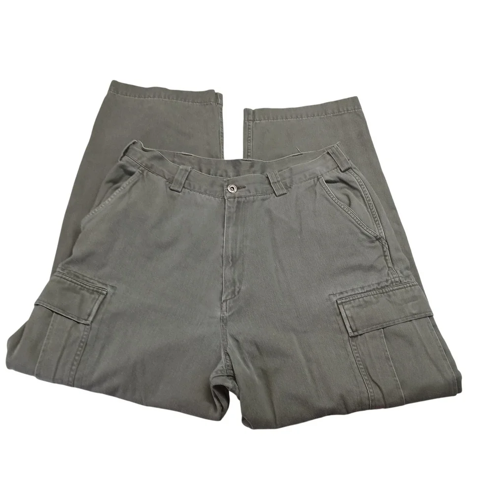 Lee Dungarees Mens Cargo Pants Olive Green Cotton Relaxed Fit 35x30 401-3231